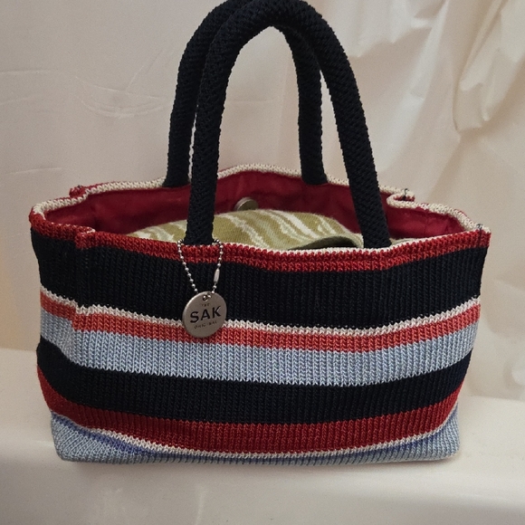 The Sak Handbags - The Sak Striped Knit Tote - Red, Black, Blue